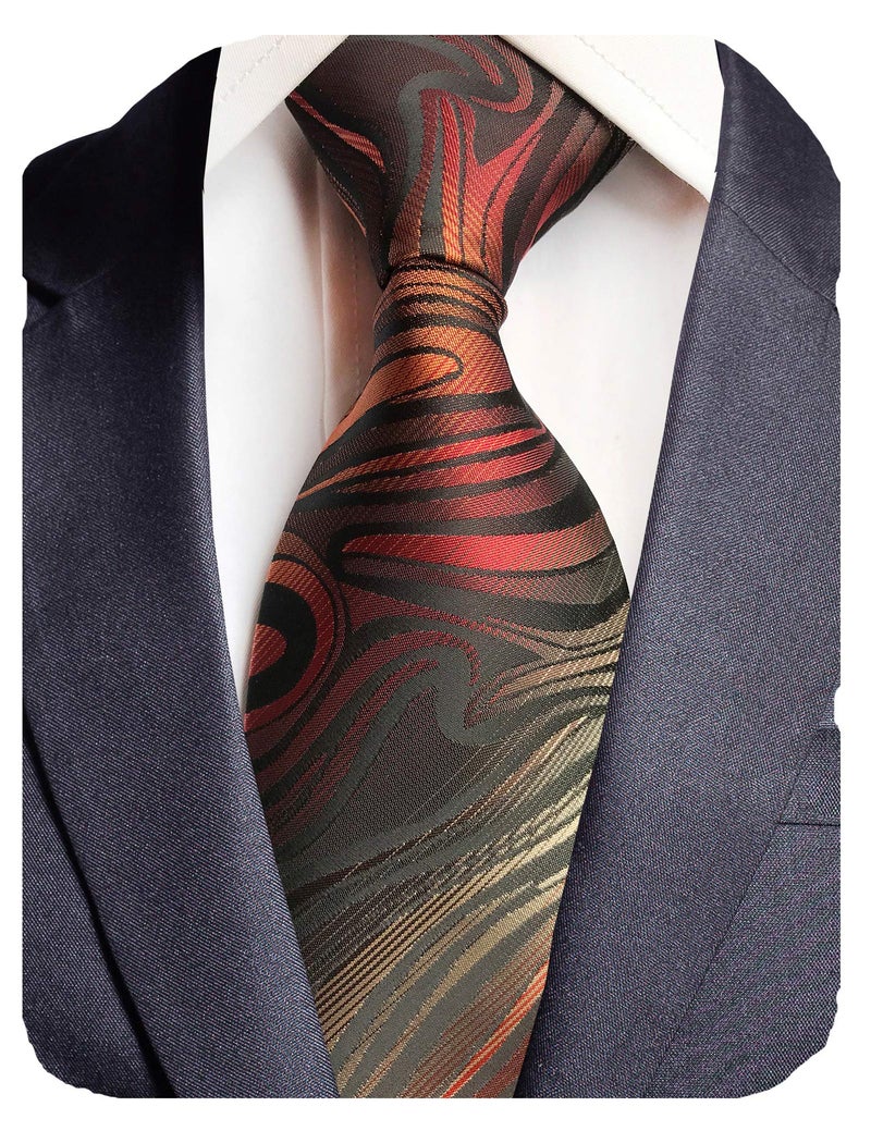 GUSLESON Fashion Striped Ties For Wedding Mens Silk Necktie (0786-19) - Image 2